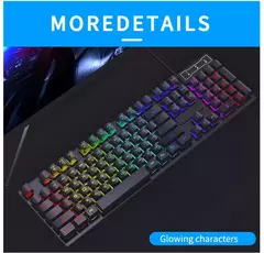 Teclado com fio de 104 teclas com luz respiratória retroiluminada RGB Conjunto