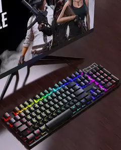 Teclado com fio de 104 teclas com luz respiratória retroiluminada RGB Conjunto