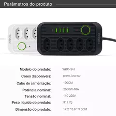 Extensão tomada?Tomada usb?Extensão de tomada?Regua tomada de energia?Extensã - comprar online
