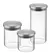 Jogo c/ 3 Potes Borosilicato Prata 600ml 900 - CASA AMBIENTE na internet