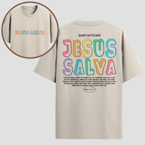 Camiseta Básica Algodão Jesus Salva Colors