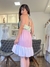 VESTIDO CURTO FRENTE ÚNICA BABADOS na internet