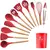 Kit 65046vermelho 12 Conjunto Utensílios Silicone Colher Vermelho
