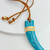 Colar Cordão Couro Dente Azul Detalhe Dourado - comprar online