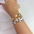 Bracelete Pulseira Flores com Miolo Strass
