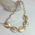 Colar Banho Acetinado Mix de Prata e Dourado Oval