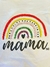 T-Shirt Feminina Adulto com silk frontal e bordados Branca Mama Arco Iris na internet