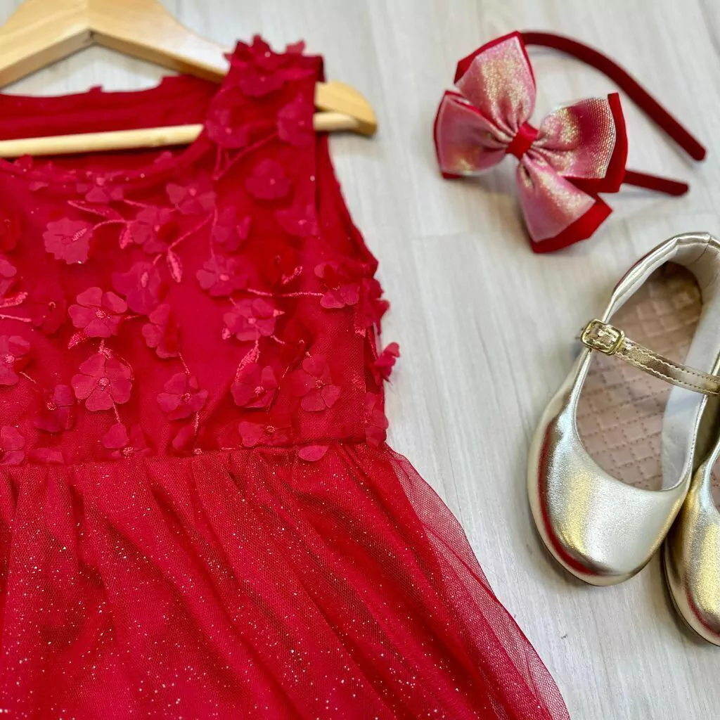 Vestido premium tule com brilho