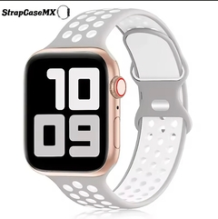 Deportiva Silicon Correa Para Apple Watch Gray White