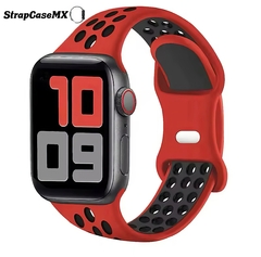 Deportiva Silicon Correa Para Apple Watch Red Black