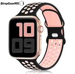 Deportiva Silicon Correa Para Apple Watch Black Pink
