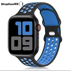 Deportiva Silicon Correa Para Apple Watch Black Blue