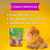 Pacote de petisco natural para cães e gatos com pé de galinha, apresentando características do produto.