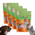 Kit 4 Petisco Natural Peito de Frango para cães e gatos, com um cachorro e um gato ao lado.