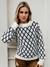 Blusa Tricot Manga Longa Geométrica - loja online