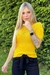 Blusa Tricot Manga Curta Gola Alta