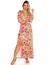 Vestido Longo Viscolycra Manga 3/4 Estampado Rosa