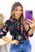 Blusa Crepe Manga Longa Beija Flor