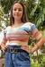 Cropped Tricot Modal Manga Curta Listras - loja online