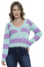 Blusa Tricot Manga Longa Gola V Listra - loja online