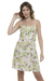 Vestido Curto Viscolycra Alças Folhas Verde Vazado - comprar online