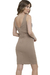 Vestido Curto Cirrê Alças Vazado Cruzado Bege - Fashion Majestic