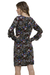 Vestido Curto Estampado Babado Mangas