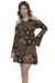 Imagem do Vestido Curto Mangas Flare Estampado Curto