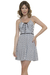Vestido Curto Viscolycra Listrado Cordões Acinturado Alças - comprar online