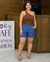 Short Feminino Cintura Alta Jeans Fluído Cor Lisa 001 - Flor de Café Moda