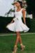 Vestido Curto de Viscolinho Jasmim Off-White - loja online