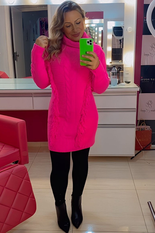 Vestido Mousse Franja Pink
