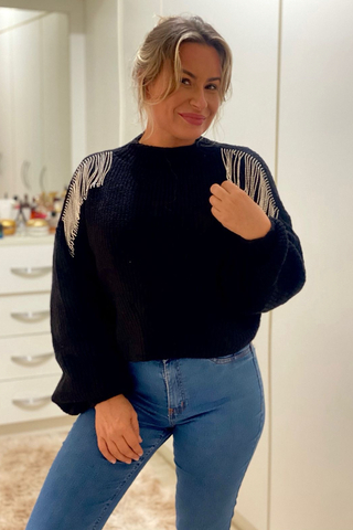 Blusa Franja Strass black - comprar online