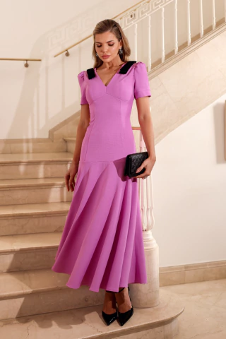 Vestido Midi Lilás de Crepe - comprar online