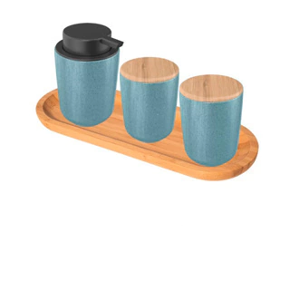 Conjunto Banheiro Cerâmica, sabonete líquido, porta algodão - Aspen Decor