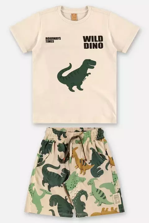 CONJUNTO CAMISETA MALHA E BERMUDA EM MALHAO COR BEGE - UPBABY - 46081