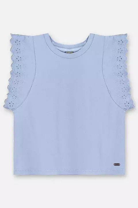 46246- BLUSA MANGA CURTA EM MEIA MALHA 12 153919 AZUL SERENO/ 12 anos