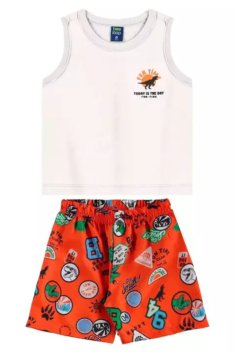 18155- conjunto regata em meia malha e bermuda em microfibra sublimada