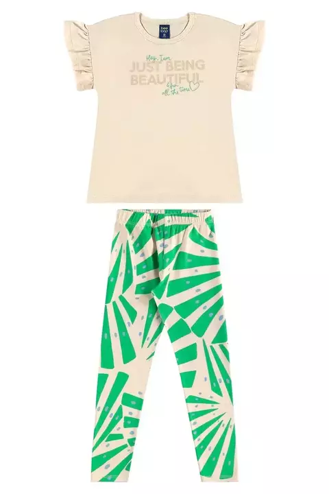 CONJUNTO BLUSA EM MEIA MALHA E LEGGING COTTON VERDE - BEE LOOP - 18128