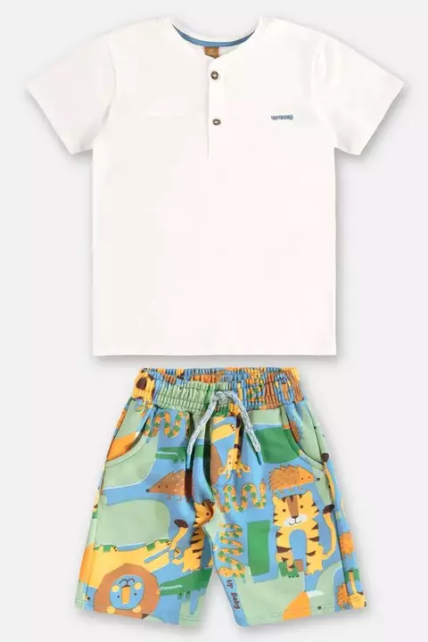 CONJUNTO CAMISETA MALHA E BERMUDA EM MOLETOM - UPBABY - 46074