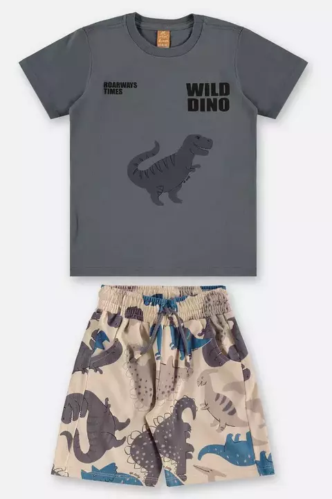 CONJUNTO CAMISETA MALHA E BERMUDA EM MALHAO COR CHUMBO - UPBABY - 46081