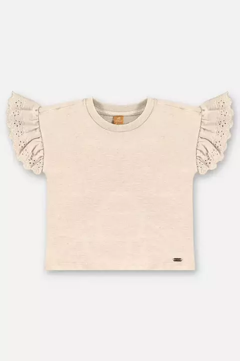 BLUSA EM MEIA MALHA E LINHO FLAME COM MANGAS EM RENDA - UPBABY - 46248