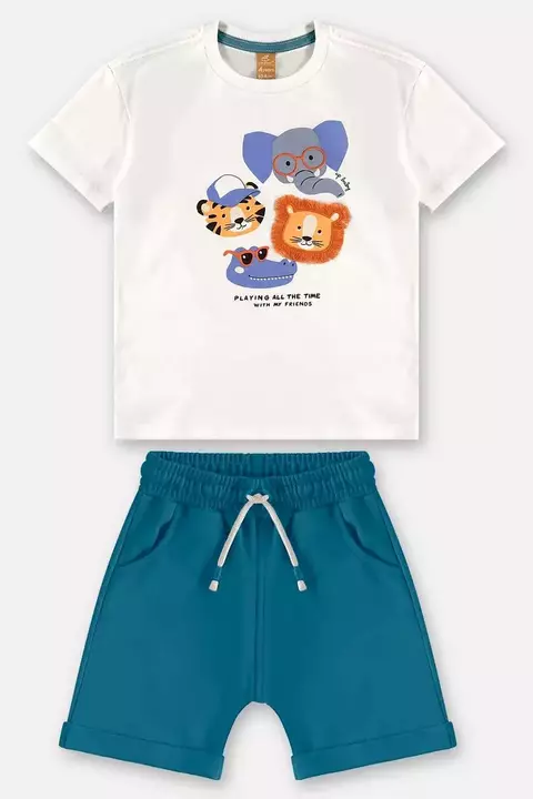 CONJUNTO CAMISETA MALHA E BERMUDA EM MOLETOM - UPBABY - 46075