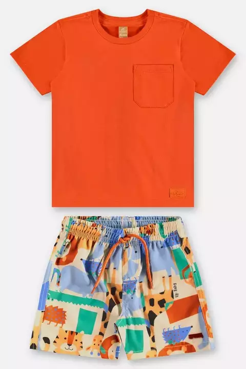 46100- Conjunto camiseta em malha e short microfibra / cor 171361/ 02 anos