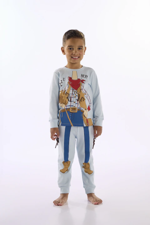 PIJAMA CAMISETA E CALCA EM SUEDINE 06 124202 AZUL DELICADO