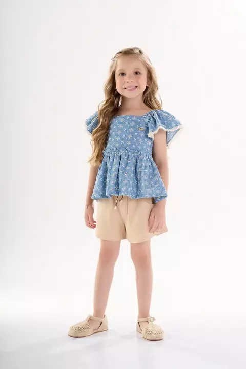 45173- BLUSA MANGA CURTA EM TECIDO LAISE 184023 AZUL ASHES