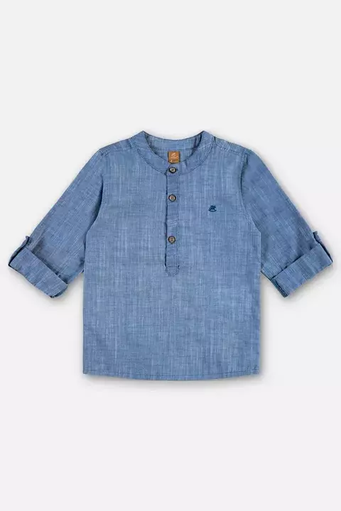 CAMISA MANGA LONGA EM TECIDO AZUL CAPTAINS - UPBABY - 46069