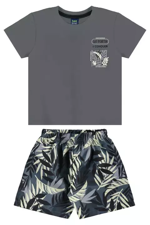 18161- conjunto camiseta em meia malha e bermuda em microfibra sublimada/ 02 anos