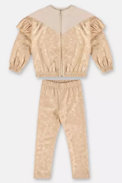 45790- CONJUNTO JAQUETA TECIDO E MOLETOM E CALCA TECIDO 02, 06 e 08/ 131012 BEGE ALMOND