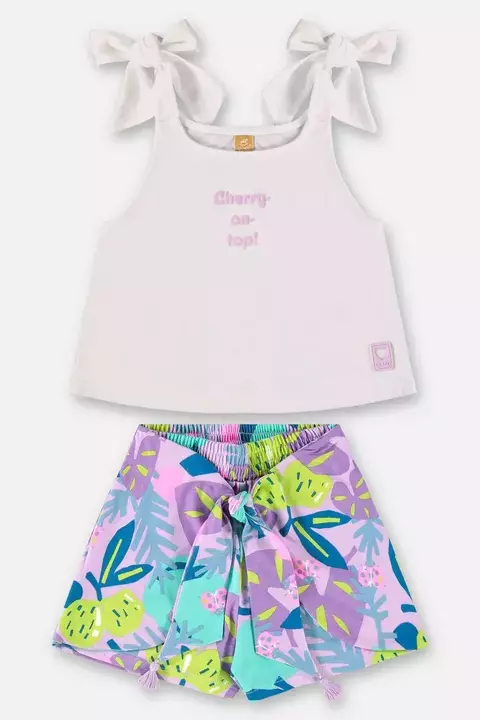 CONJUNTO BLUSA E SHORT MEIA MALHA NATURAL - UPBABY - 45176
